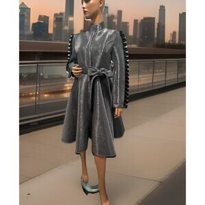 Jacket Dress Creative Style Silver Fit And Flirt Ruffles In Long Sleeve Medium